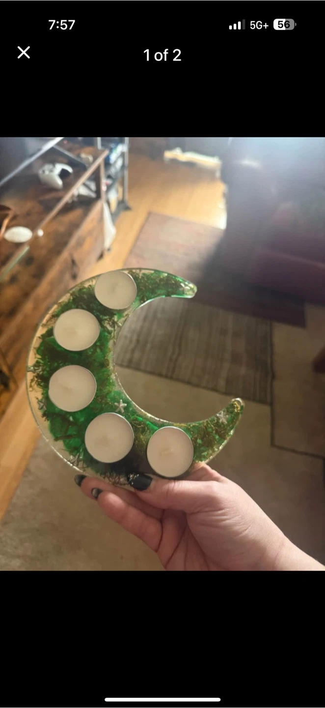 Handmade Moon Tea Light Holder - photo 2
