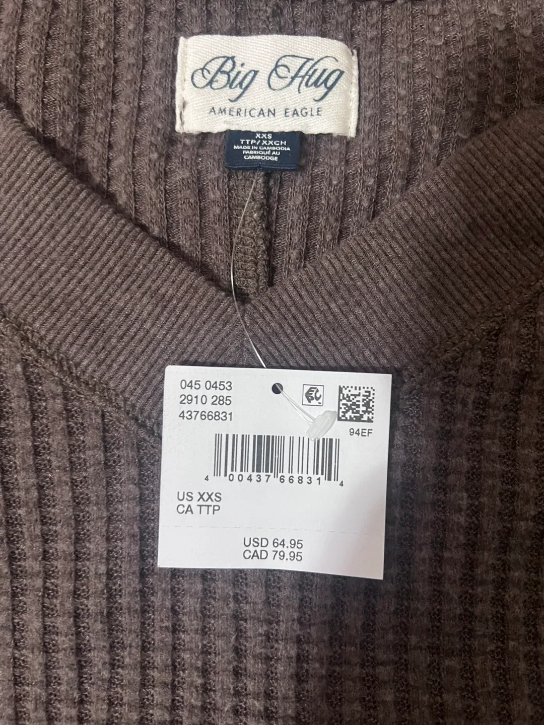 American Eagle Big Hug Waffle Knit Top XXS image indicator(2)