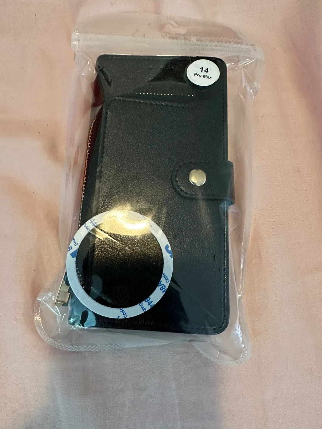 New 14 Pro Max Black Zipper Flip Case