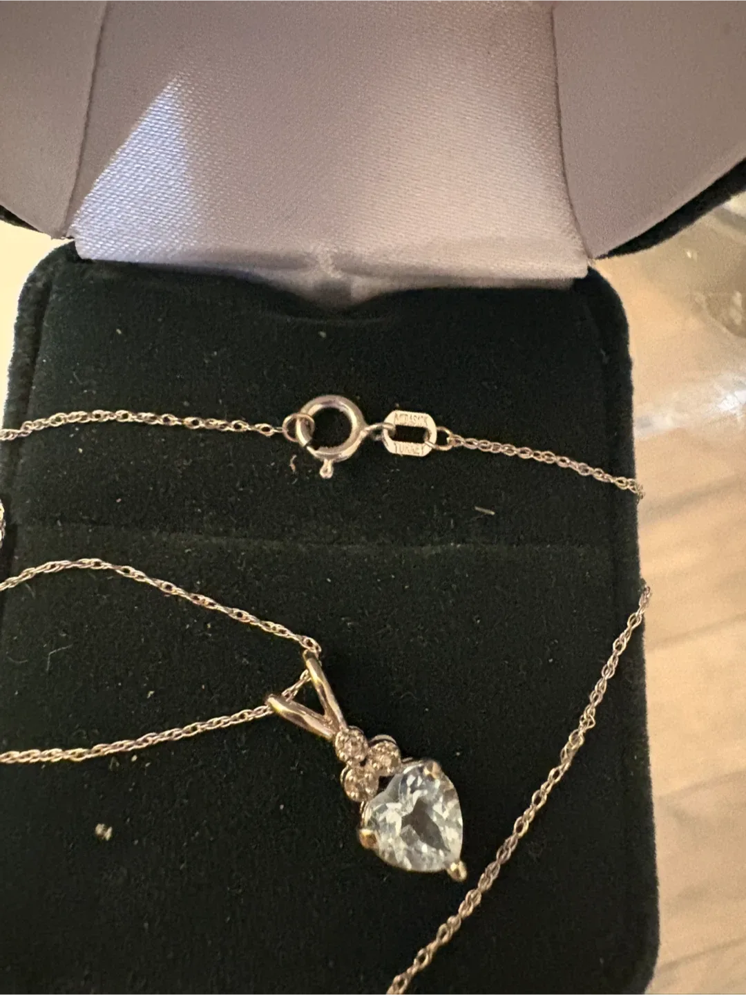 10k Heart  Necklace genuine Aqua image indicator(5)