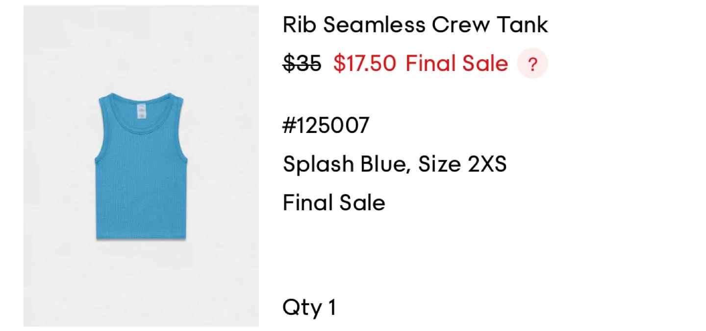 Aritzia Rib Seamless Crew Tank - Splash Blue 2XS image indicator(3)