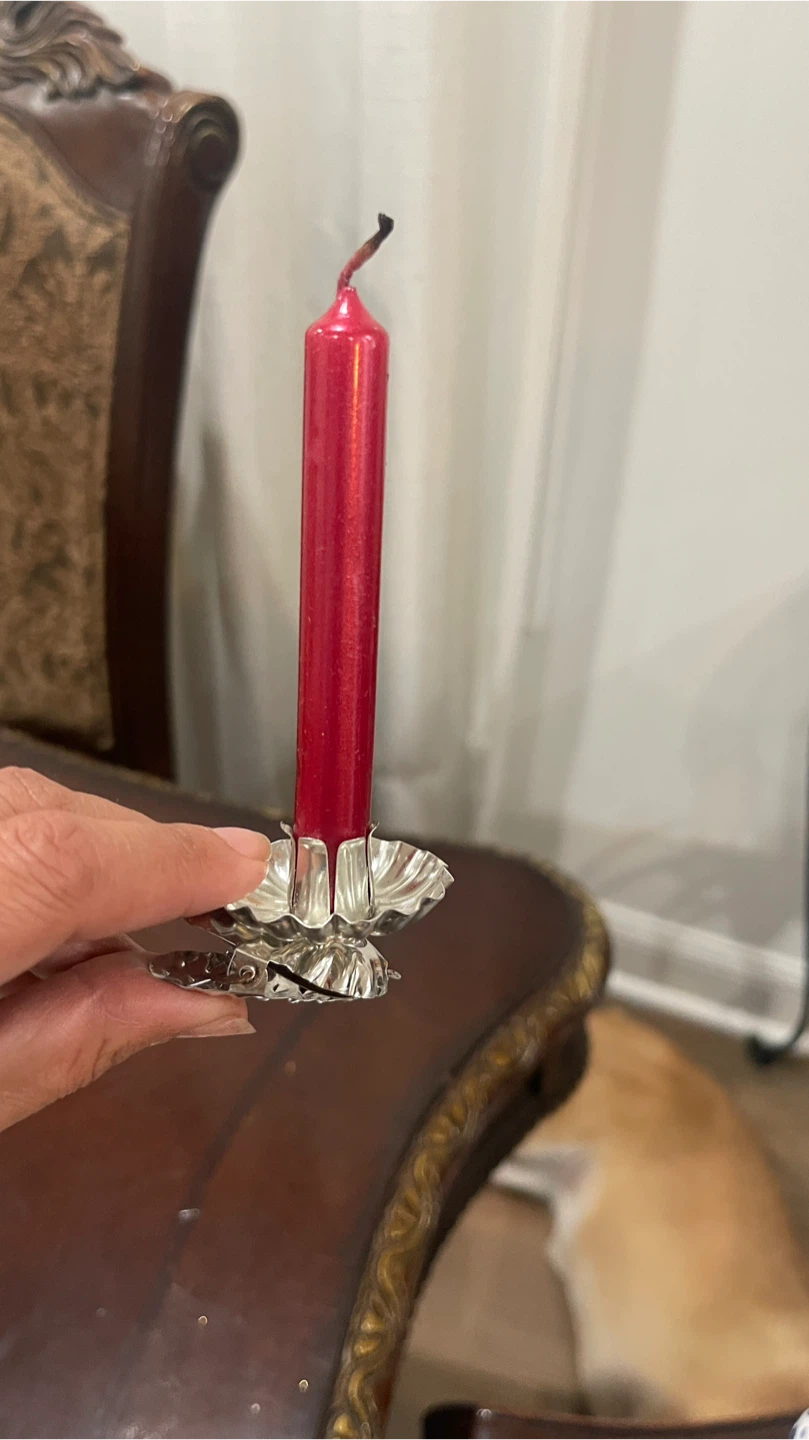 Red Taper Candles with Silver Candle Holders