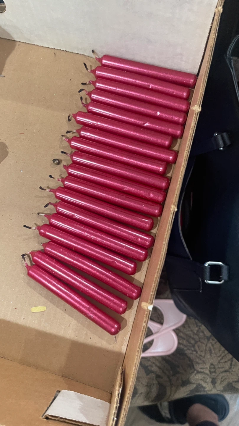 Red Taper Candles with Silver Candle Holders - photo 4