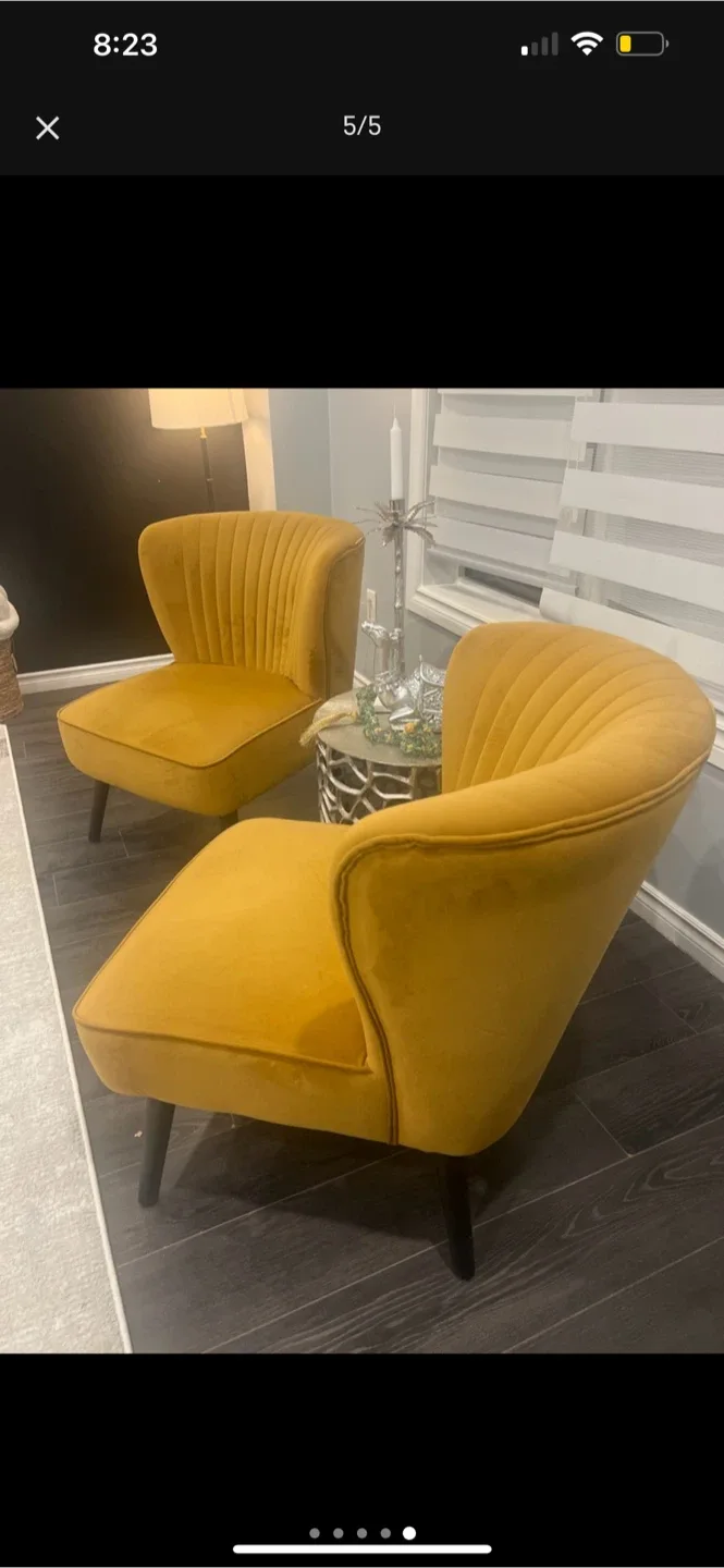 Set of 2 Accent Chairs - Mustard Yellow image indicator(5)