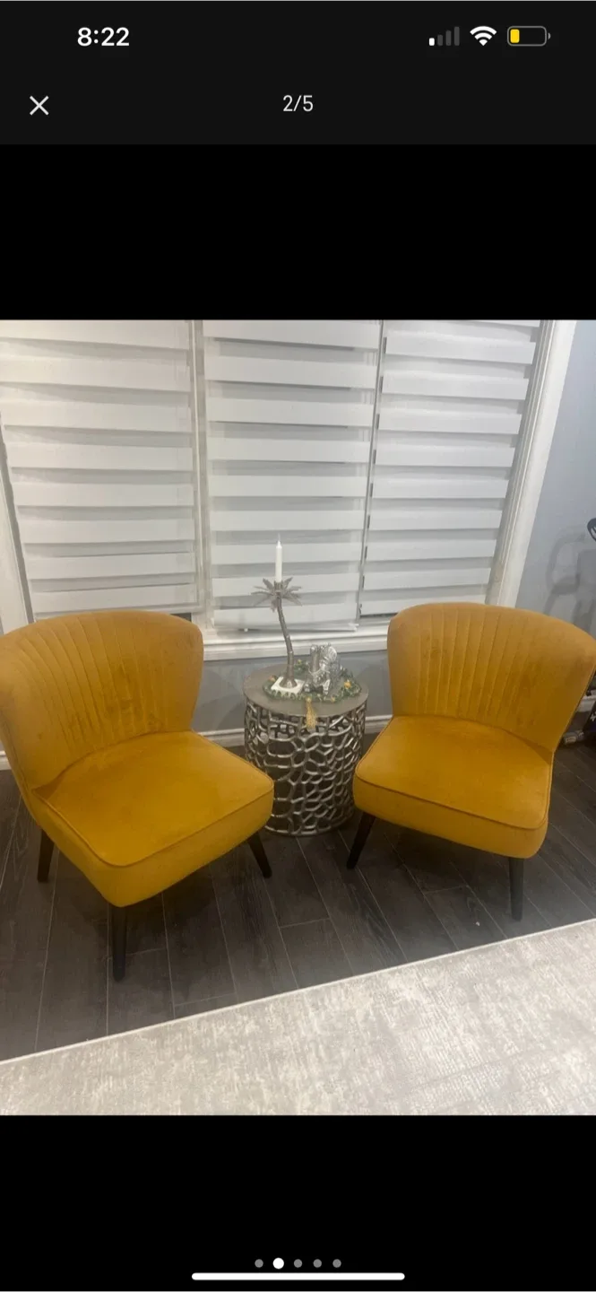 Set of 2 Accent Chairs - Mustard Yellow image indicator(2)