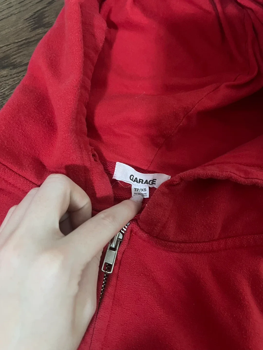 Garage Red Zip-Up Hoodie - Size XS image indicator(3)