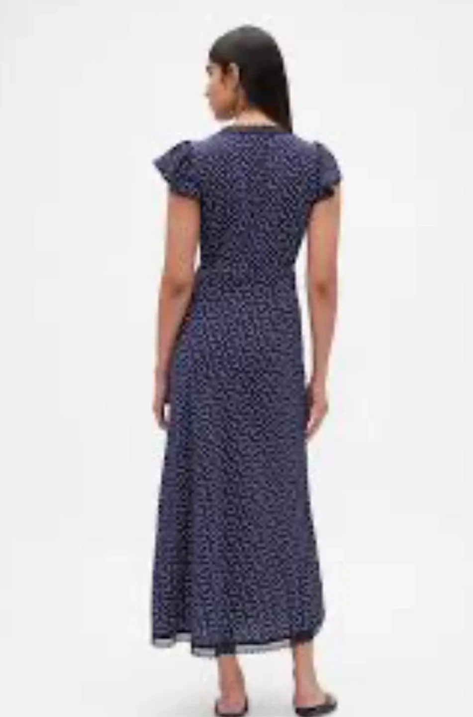 Lace trim V-neck Crepe Maxi Dress image indicator(3)