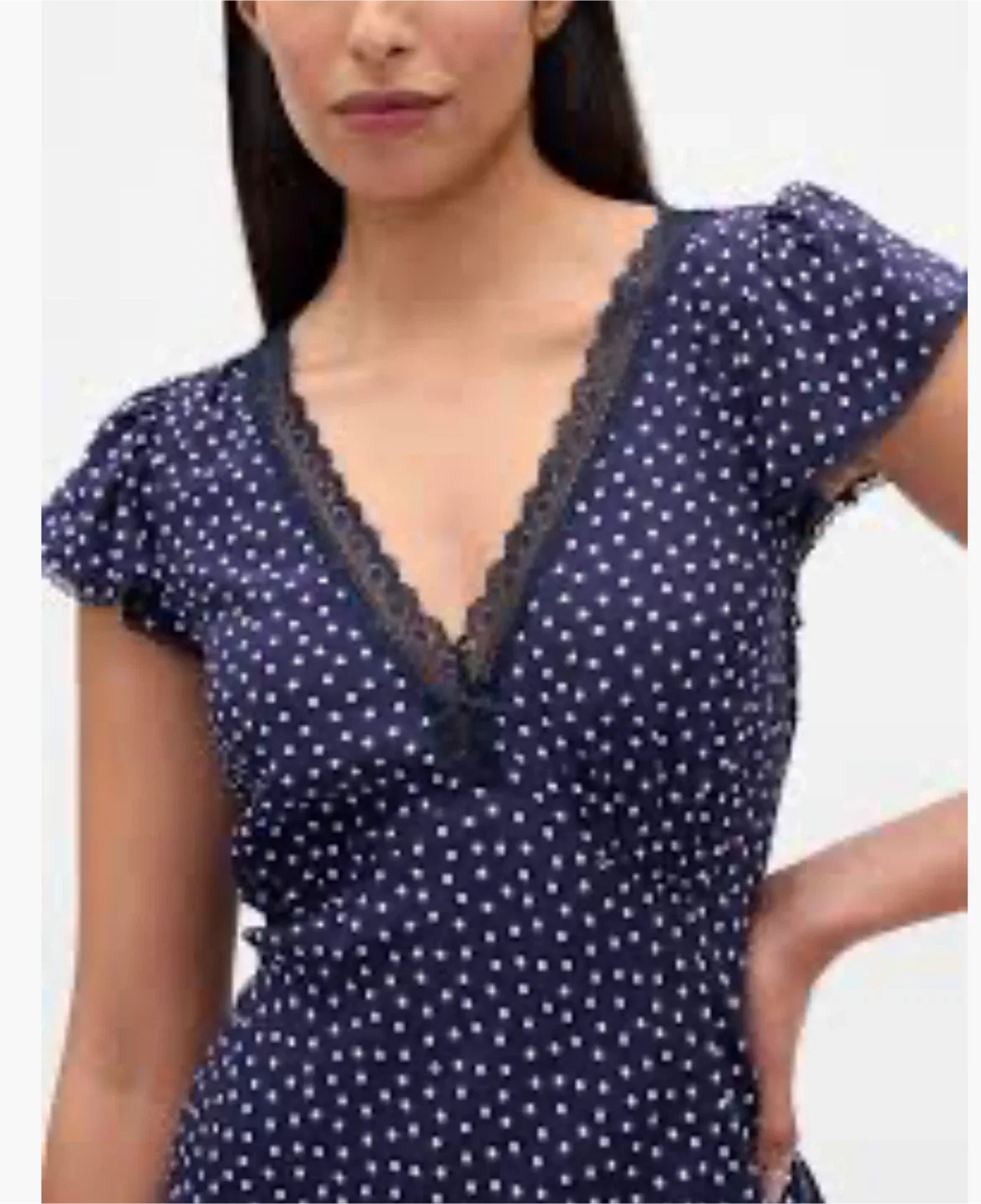 Lace trim V-neck Crepe Maxi Dress thumbnail