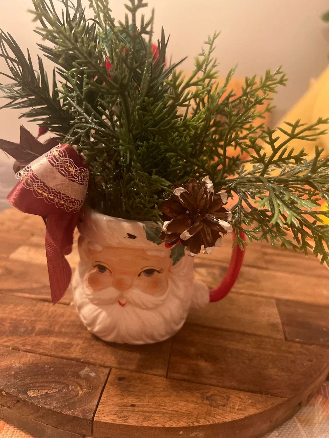 Christmas Santa Mug with Floral Arrangement