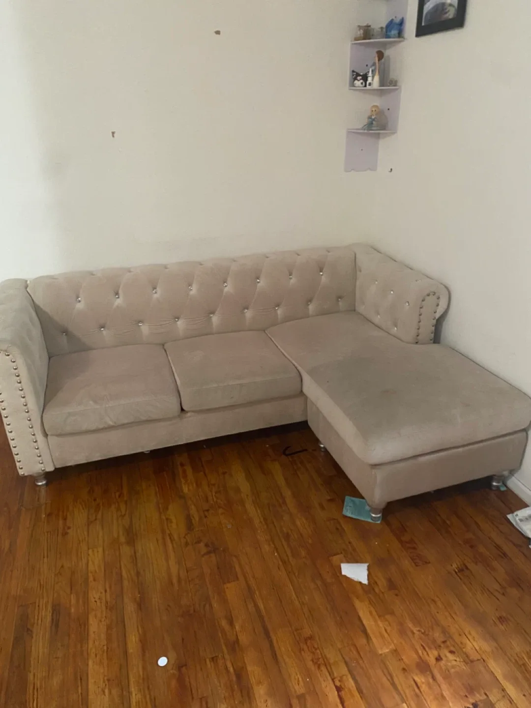 Beige Tufted Sectional Sofa image indicator(2)