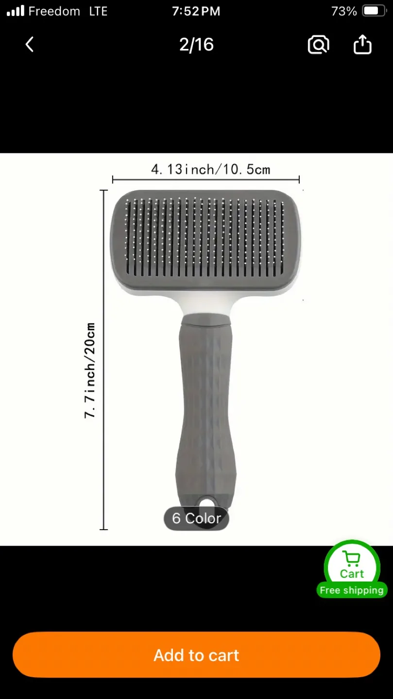 Grey Pet Grooming Brush