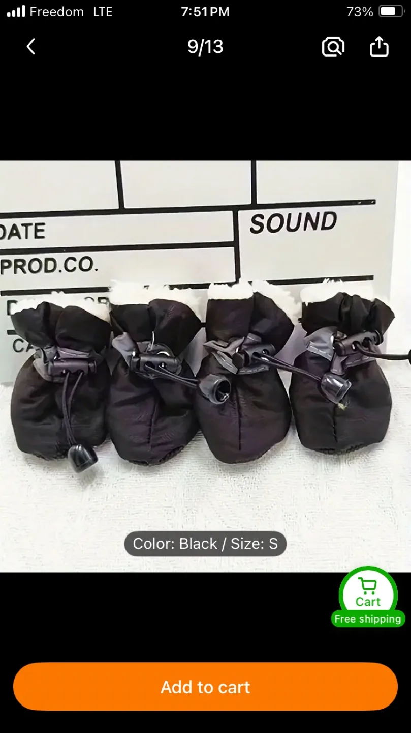 Dog Boots - Black, Size S