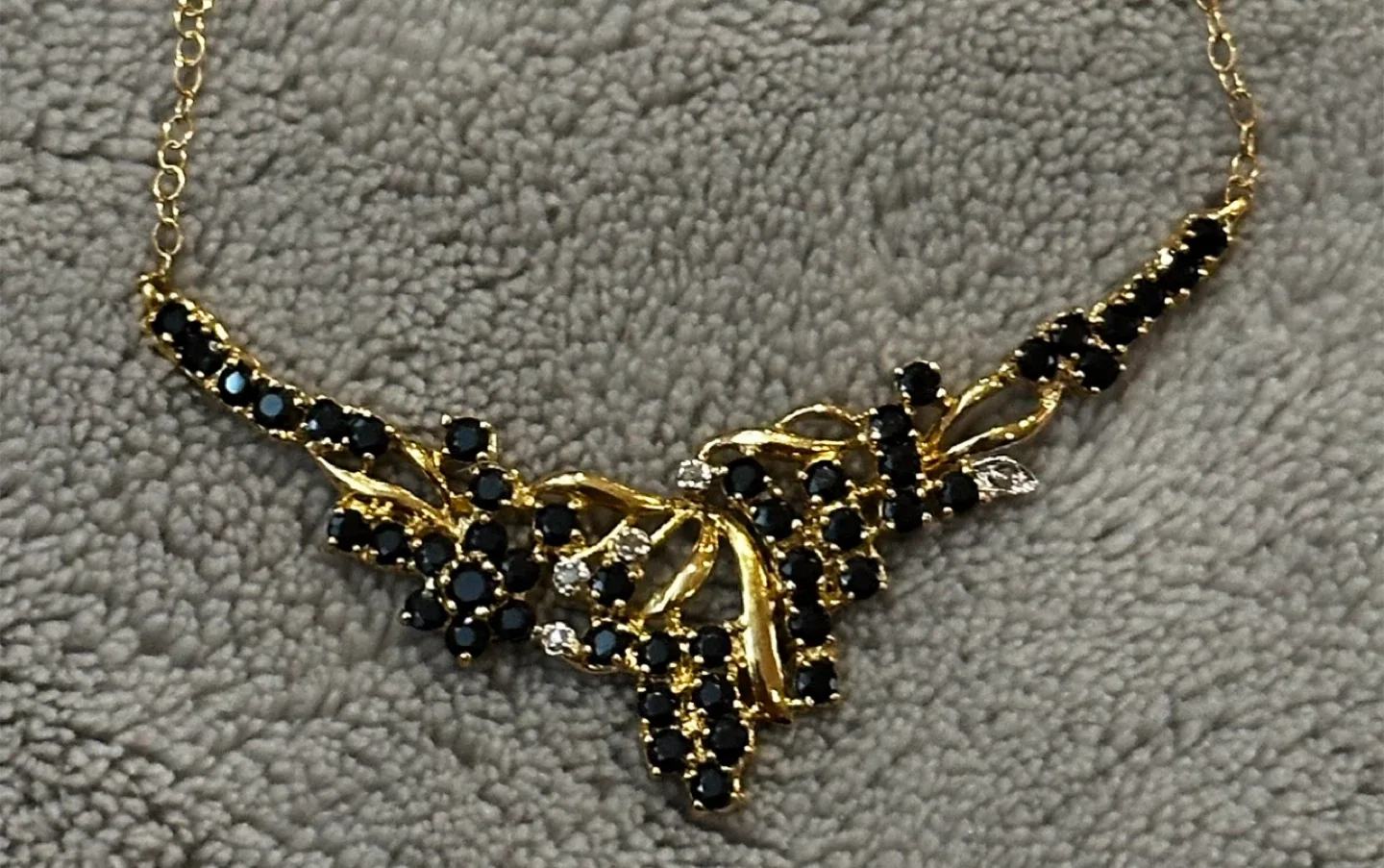 Sapphire & Diamond Sterling Silver Necklace