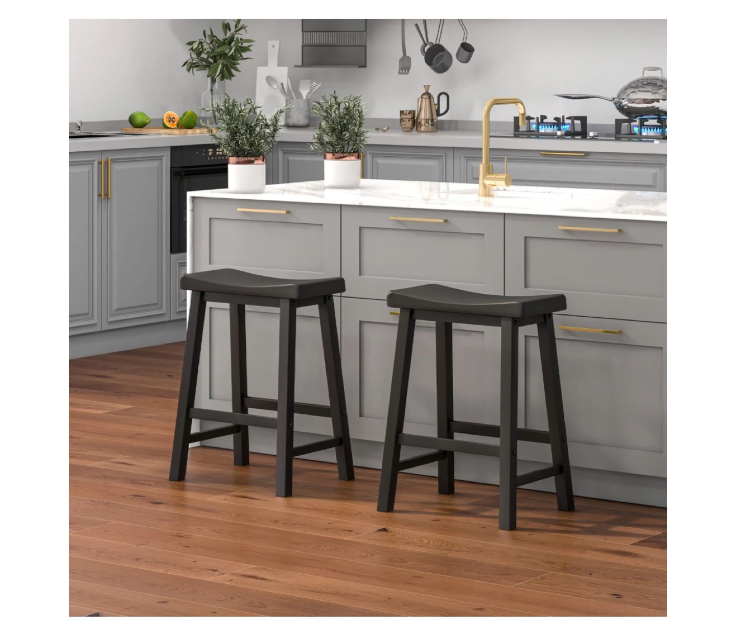 Set of 2 Black Saddleback Stool - Counter Height - photo 3