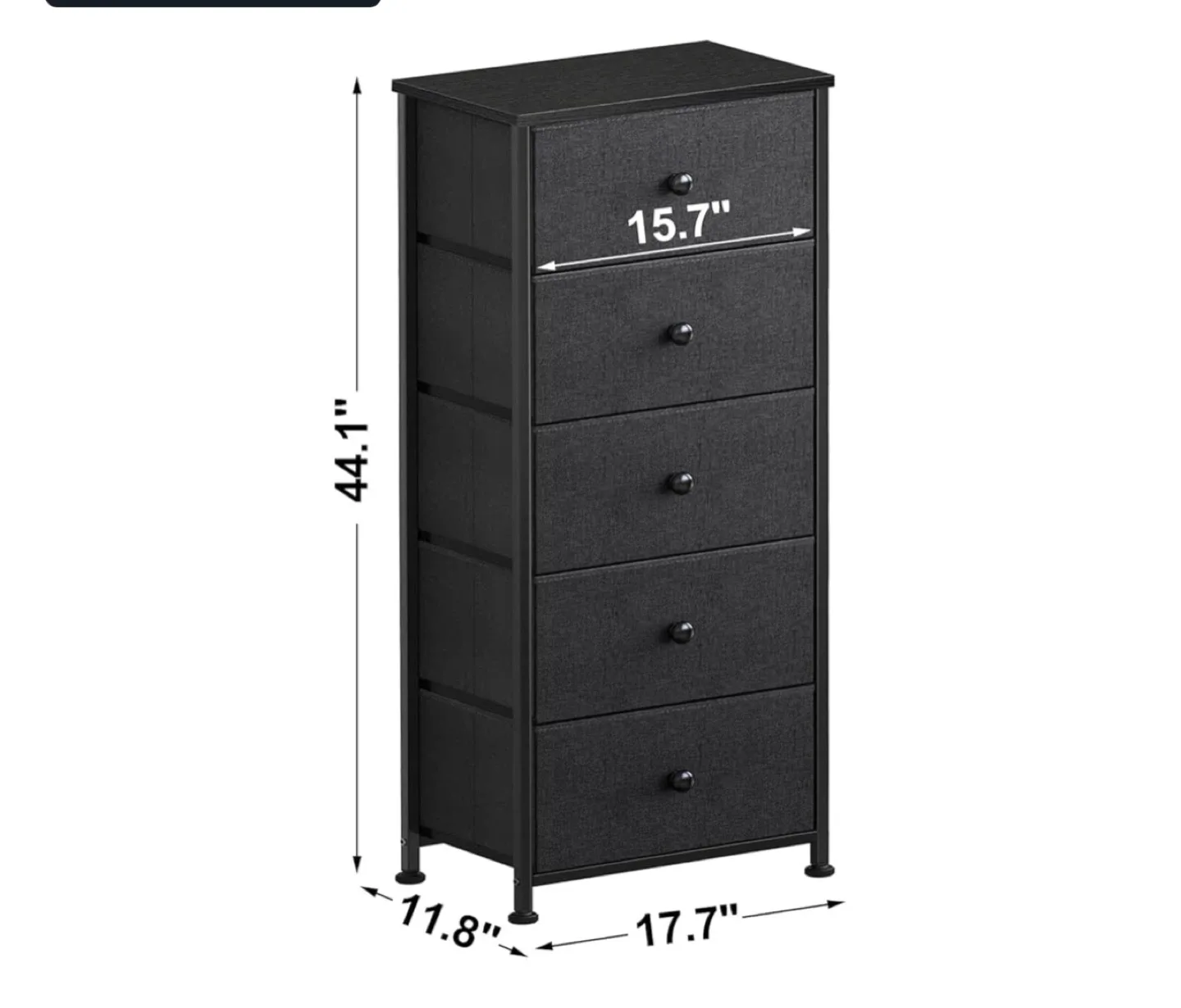 REAHOME 5- fabric Drawer Modern Dresser - Black image indicator(2)
