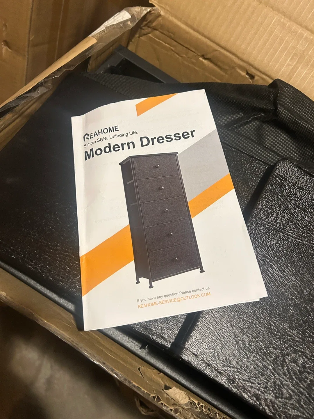 REAHOME 5- fabric Drawer Modern Dresser - Black image indicator(4)