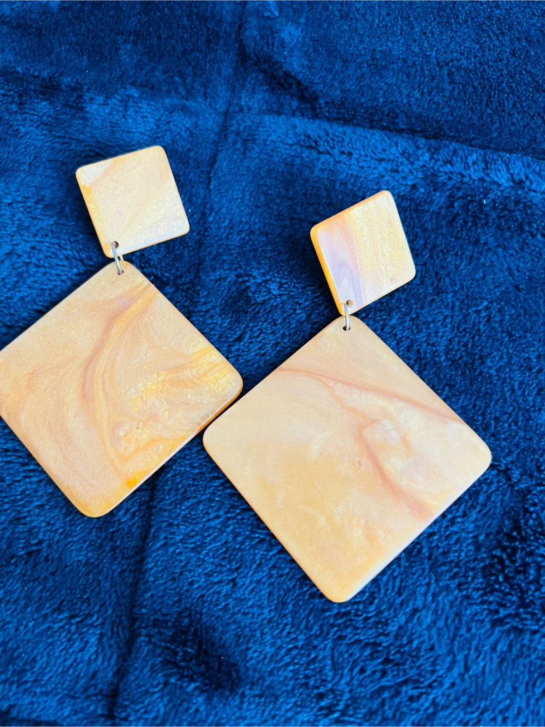 Square Drop Earrings - Orange