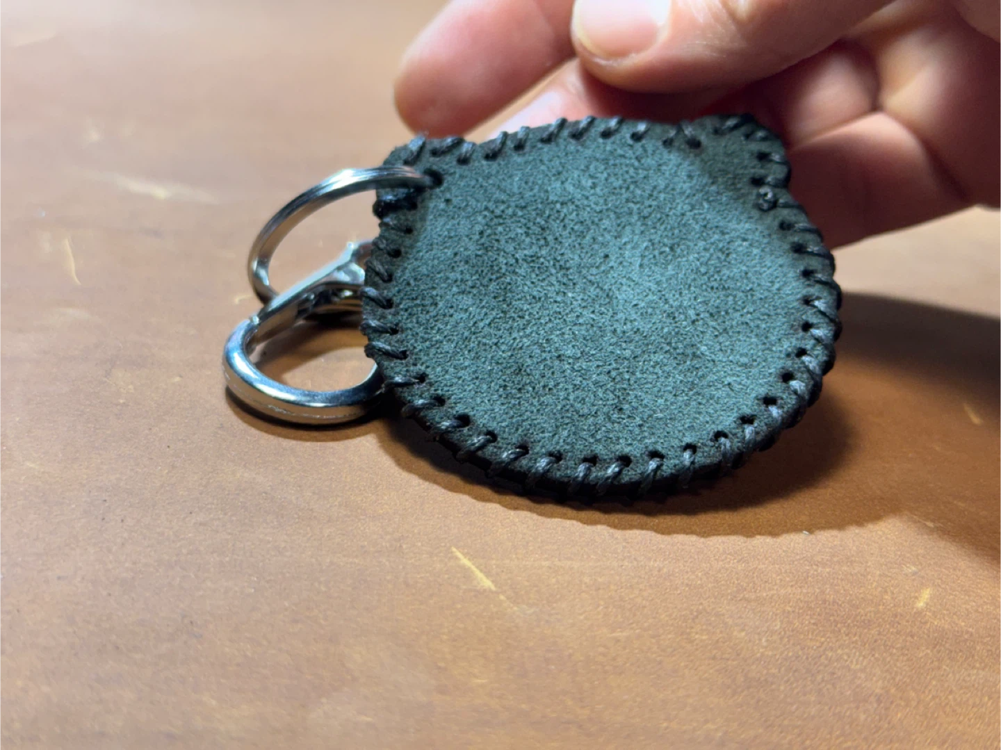 Cute Bear Keychain - Black Leather - photo 2