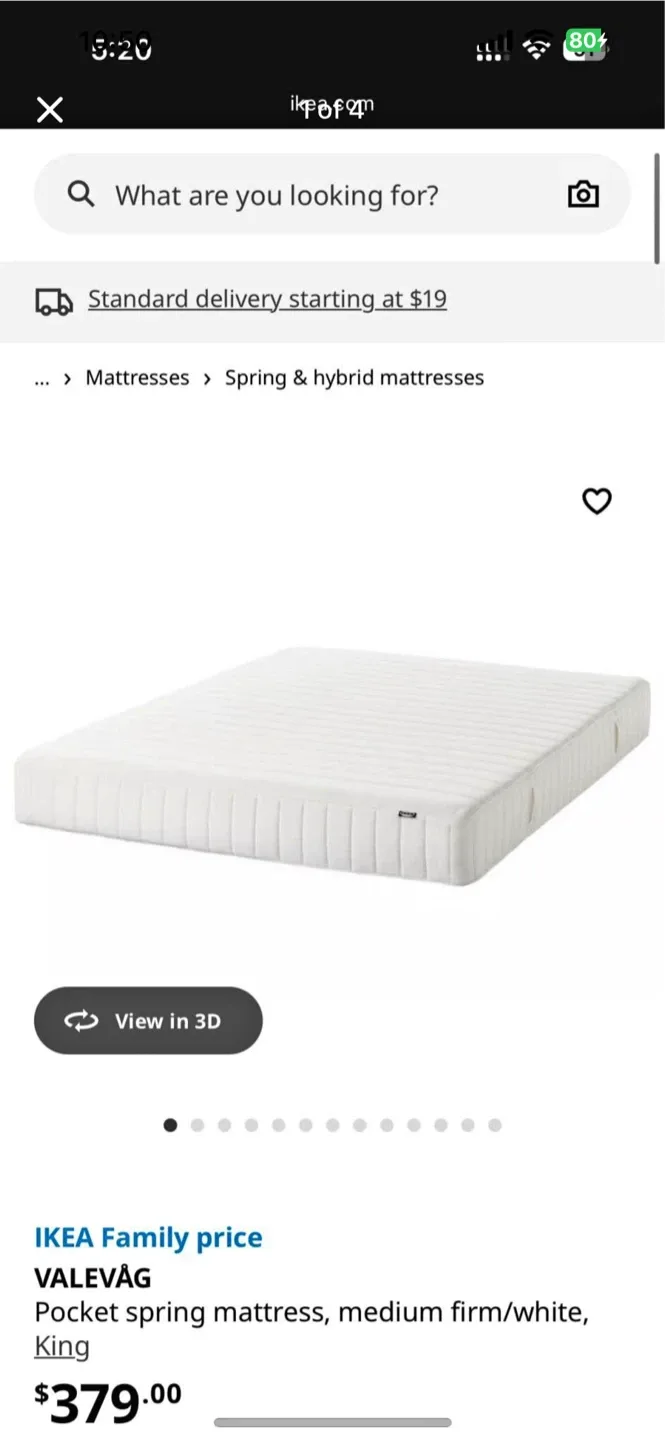 IKEA VALEVÅG King Mattress - Medium Firm