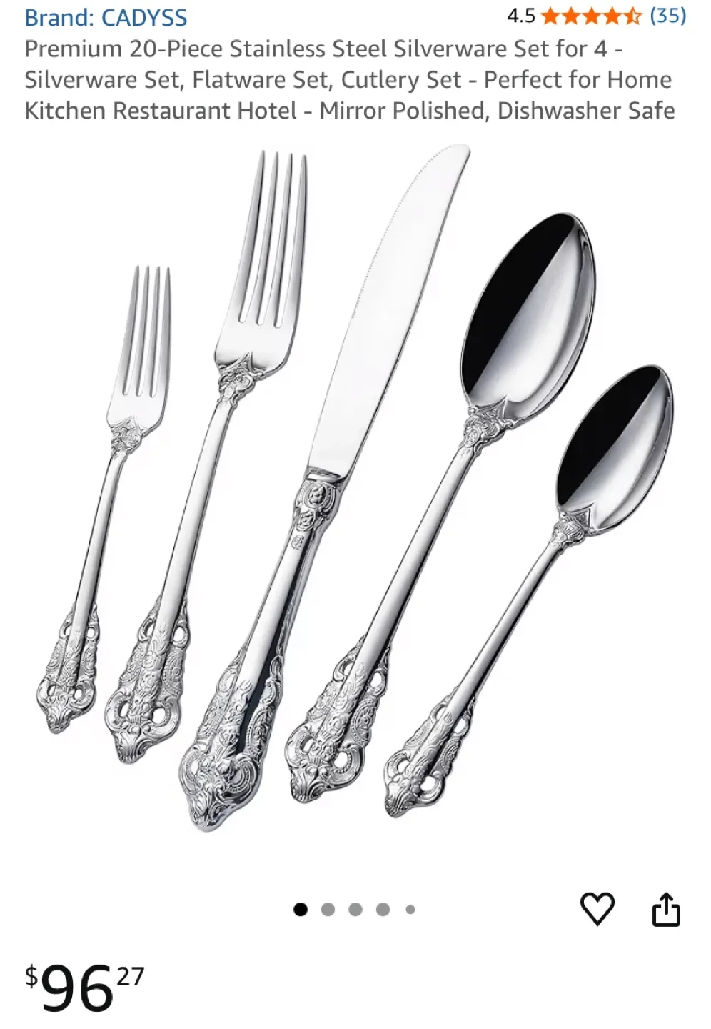 New CADYSS 20-Piece Stainless Steel Silverware Set