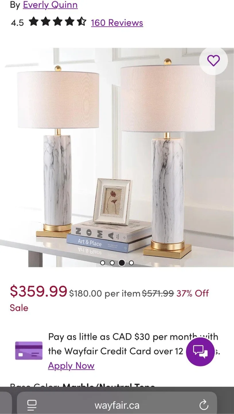 Everly Quinn Marble Table Lamps - Like New! image indicator(3)