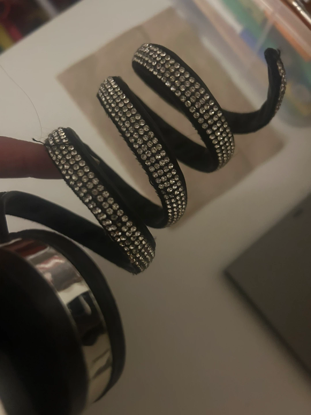 Slatina Black Rhinestone Spiral Wrap Sandals - Size 7.5 - photo 4