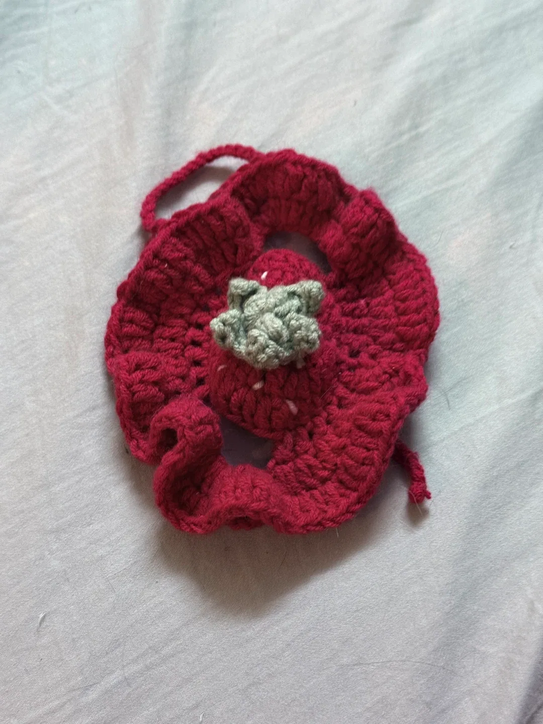 Handmade Crochet Strawberry Pet hat image indicator(2)