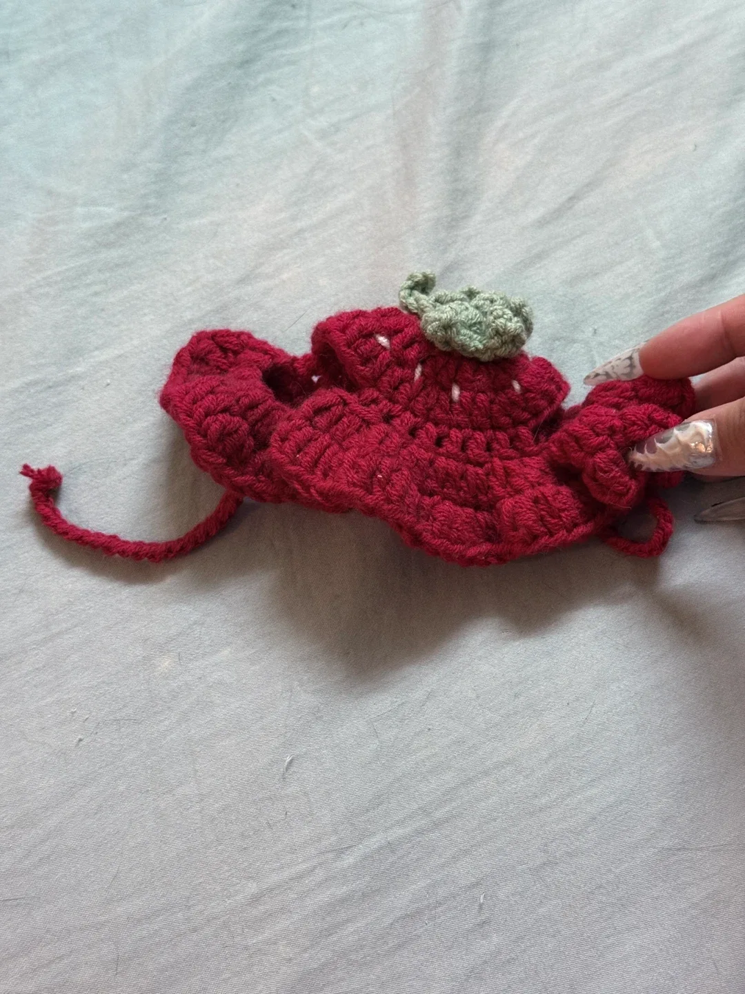 Handmade Crochet Strawberry Pet hat