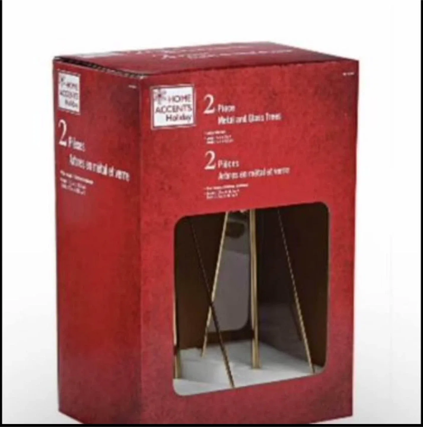 NEW IN BOX Home Accents Holiday Metal & Glass Trees (2-Pack) image indicator(3)