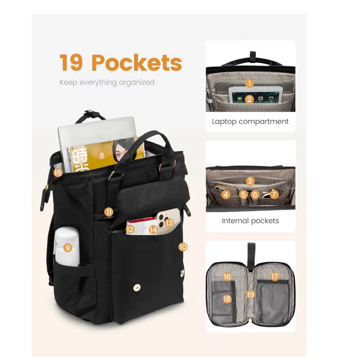 Carry-on Travel Backpack - Black image indicator(6)