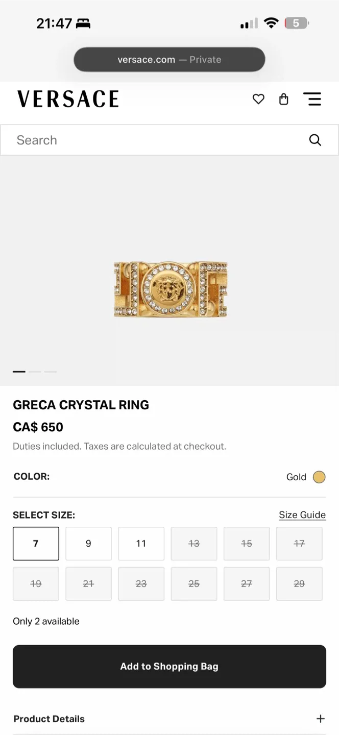Versace Medusa Ring - Gold image indicator(2)