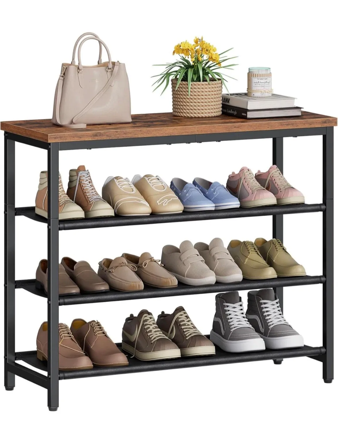 3-Tier Shoe Rack with Wood Top image indicator(8)