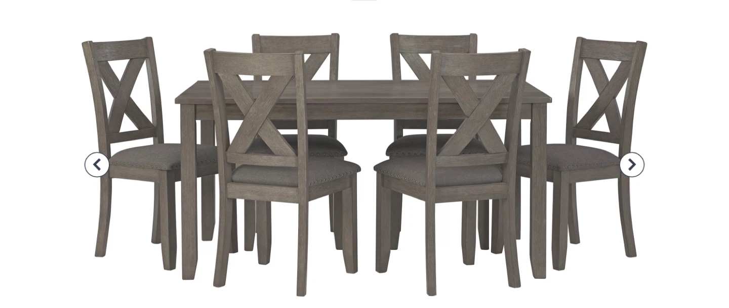Dining Table Set - 6 Chairs, Grey