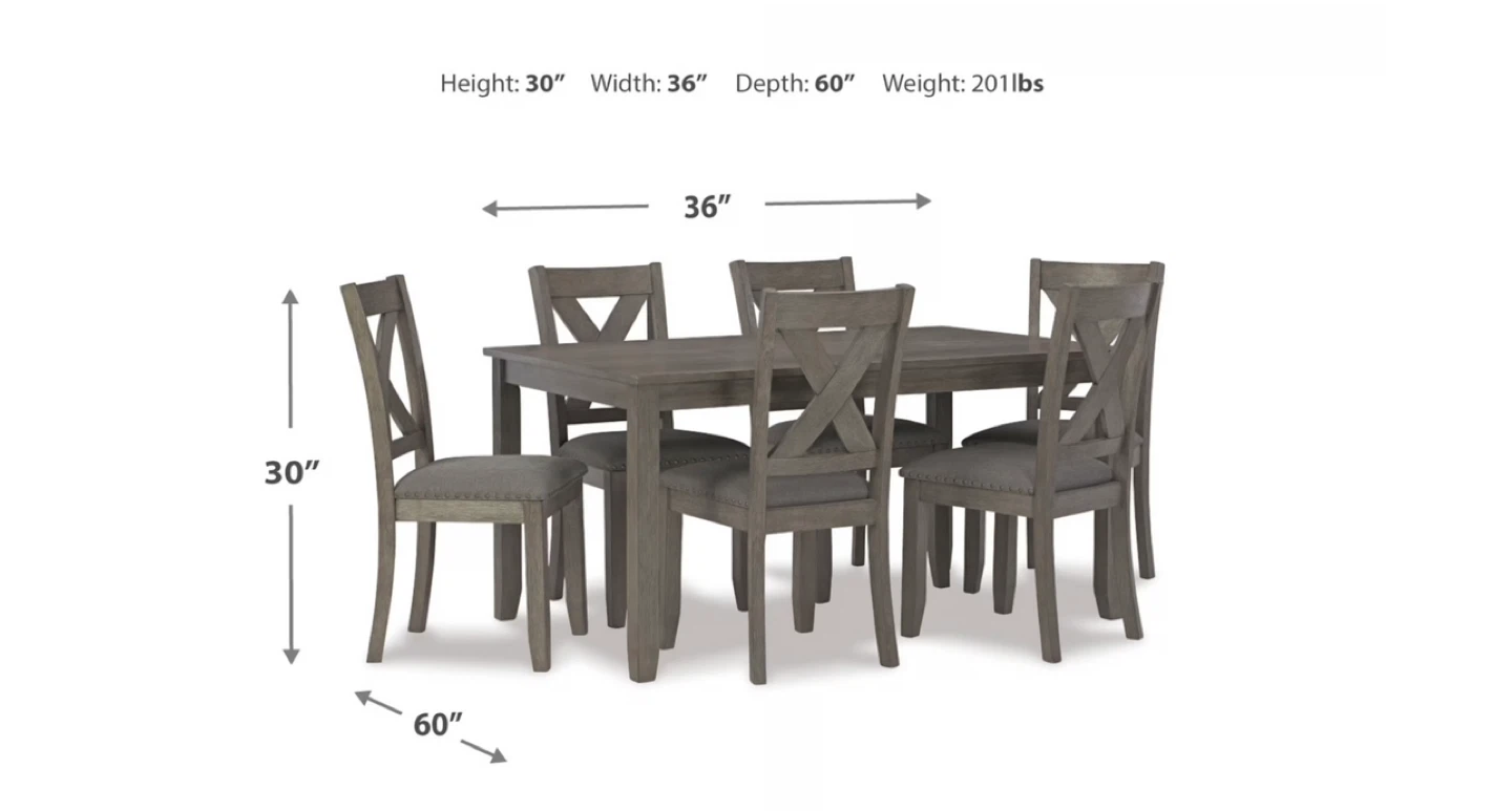 Dining Table Set - 6 Chairs, Grey - photo 3