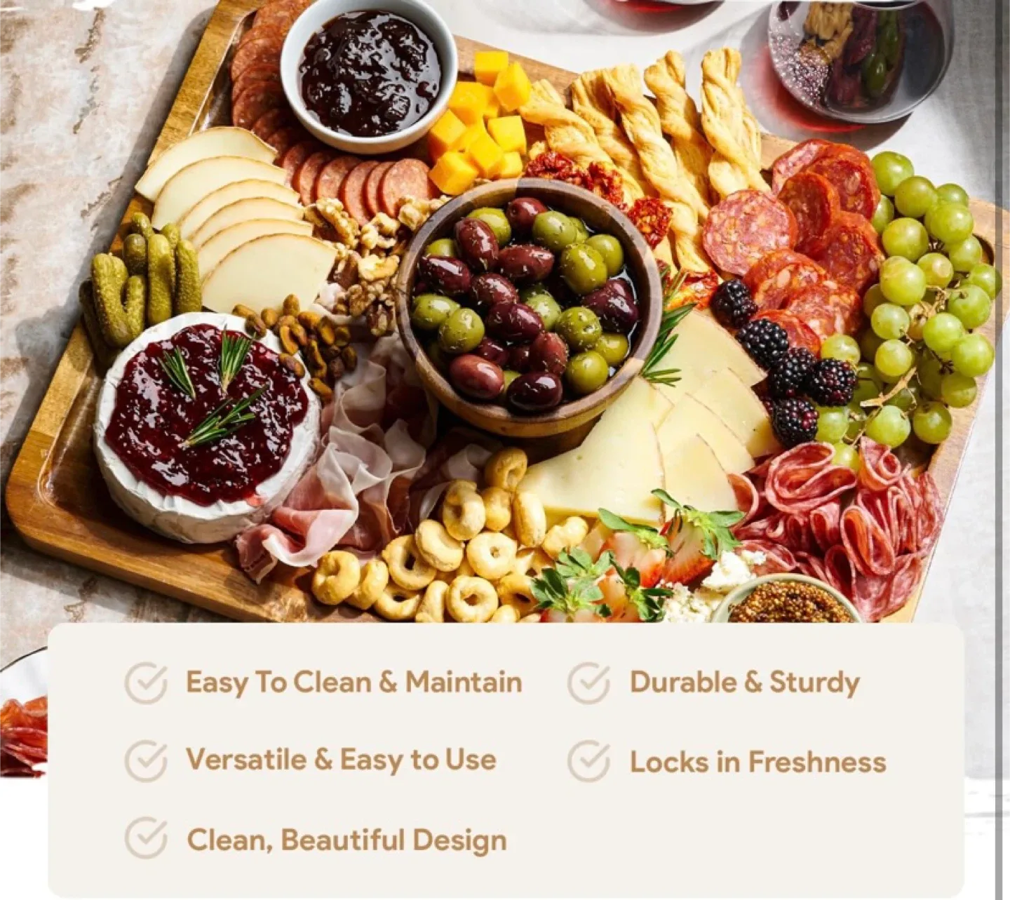 New Acacia Wood Cake Stand and Charcuterie Board With Cover image indicator(4)