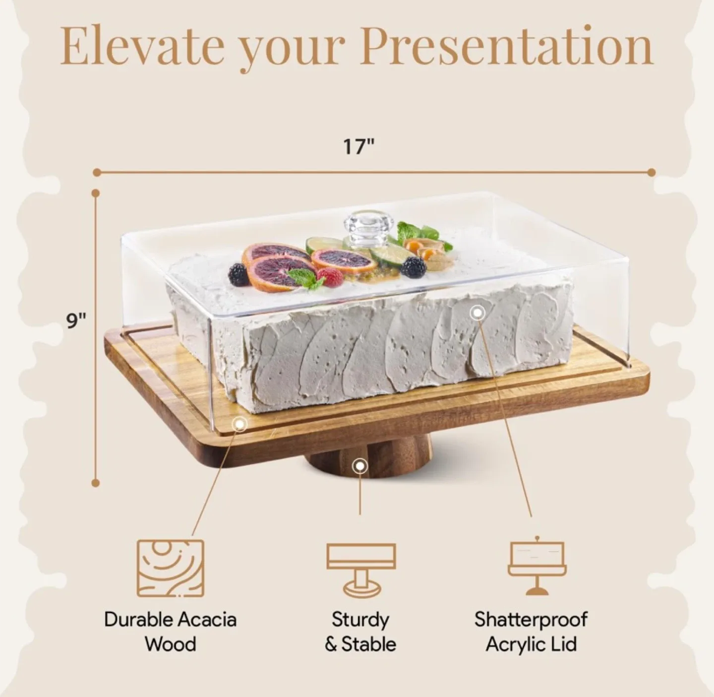 New Acacia Wood Cake Stand and Charcuterie Board With Cover image indicator(2)