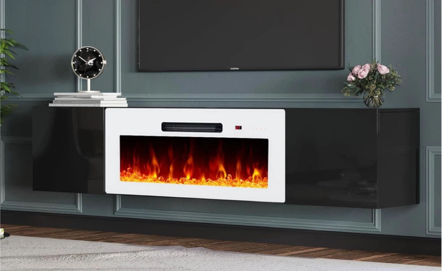 40 Inch Electric Fireplace Insert, Wall-Mounted,