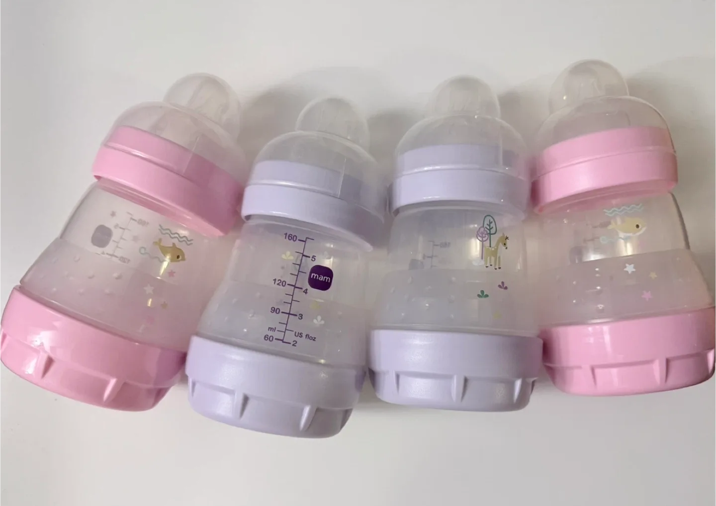 MAM Baby Bottles - 160ml - Pink & Lavender