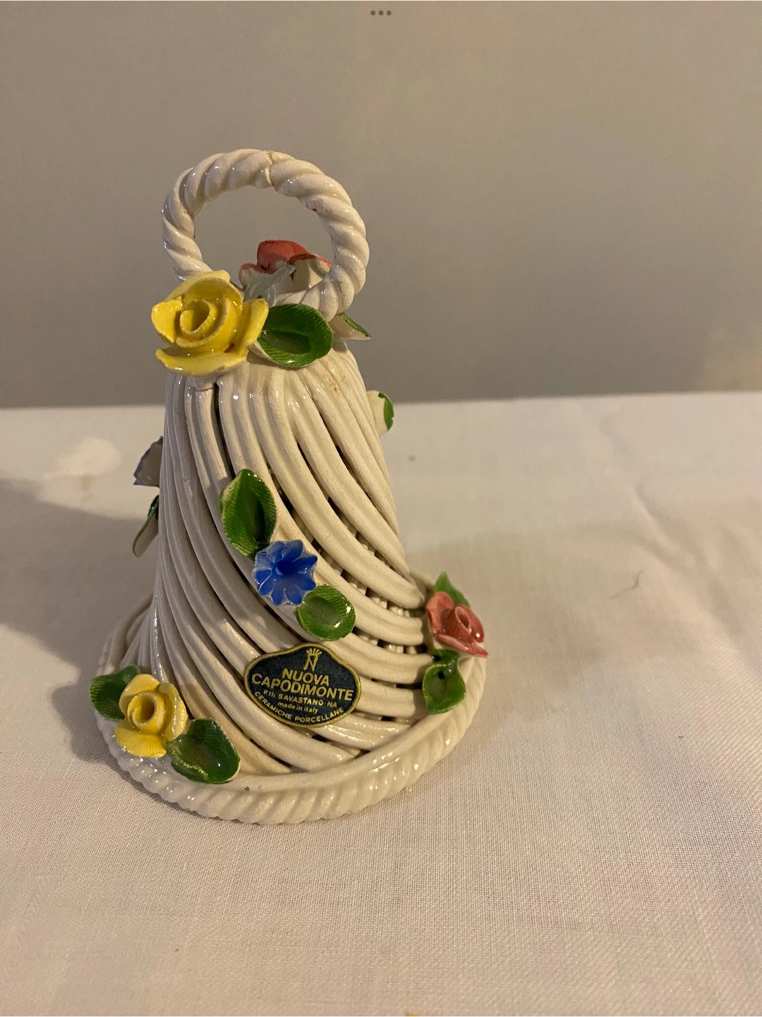 Capodimonte Porcelain Floral Bell:  made in Italy - photo 2