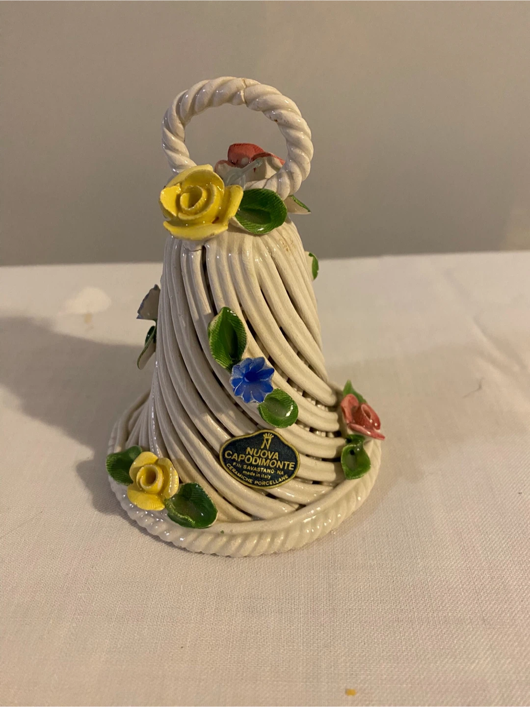 Capodimonte Porcelain Floral Bell:  made in Italy