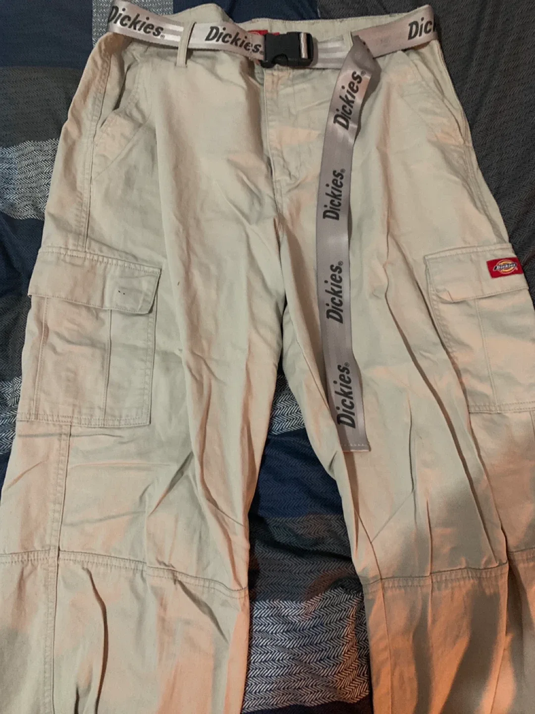 Dickies Beige Cargo Pants with Belt