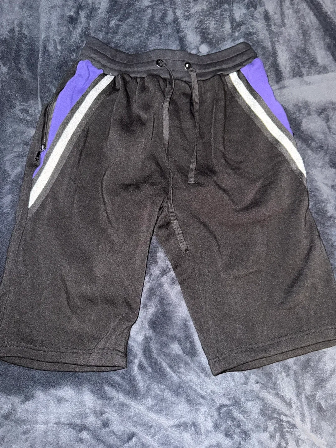 Black and Purple Fleece Shorts