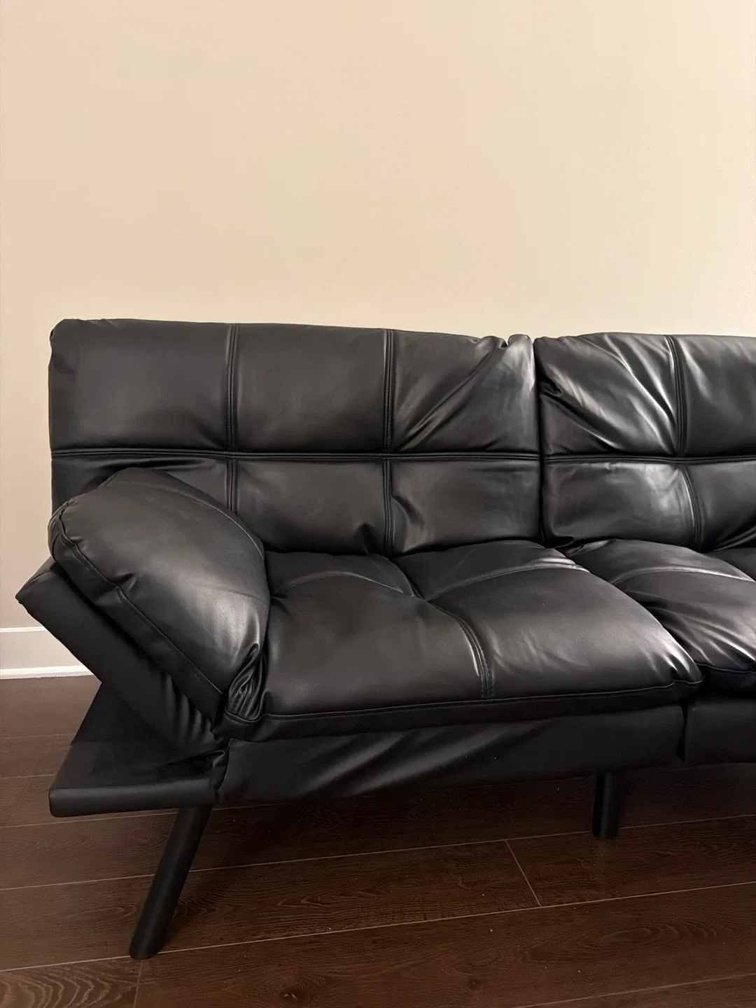 Black Faux Leather Futon Sofa Bed image indicator(2)