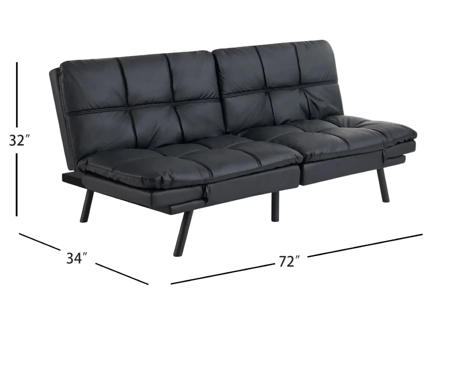 Black Faux Leather Futon Sofa Bed image indicator(8)