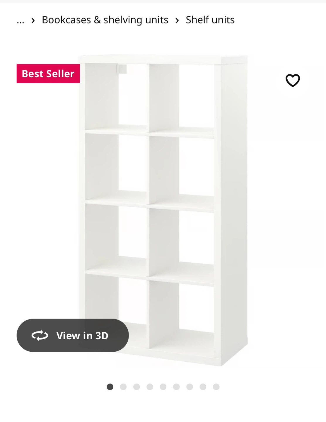 Ikea Kallax white 8 cube shelf unit