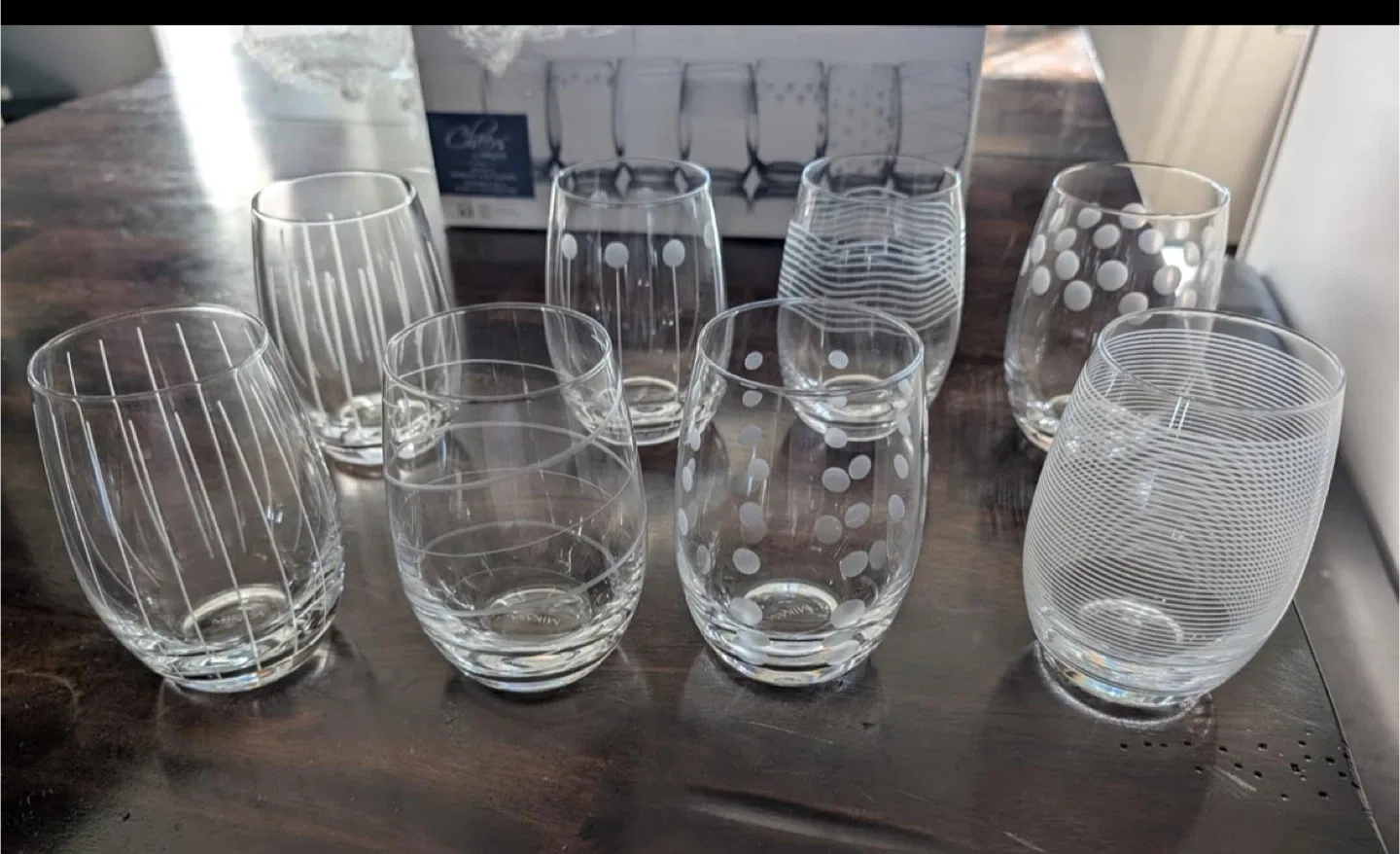 Brand New Mikasa Cheers Stemless Wine Glasses, Set of 8 image indicator(2)