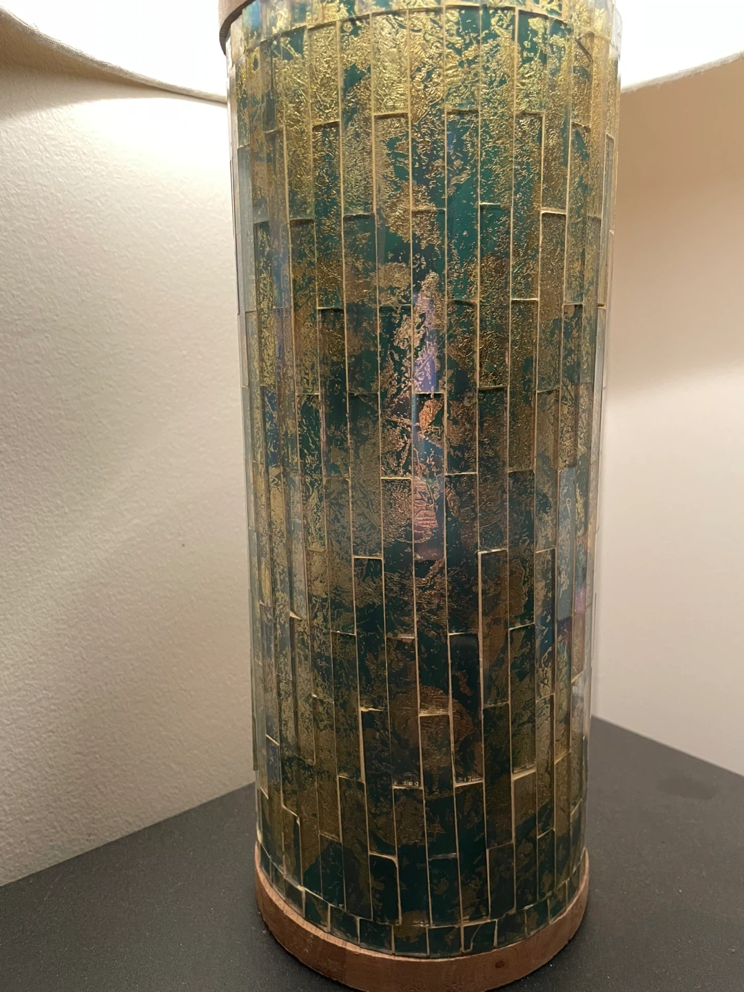 Mosaic Green and Gold Tile Table Lamp - photo 3
