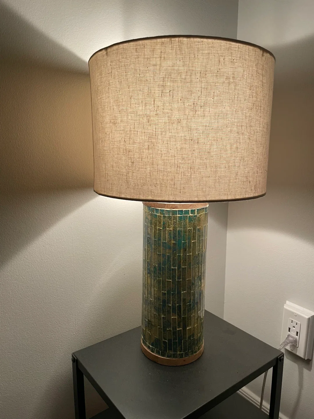 Mosaic Green and Gold Tile Table Lamp