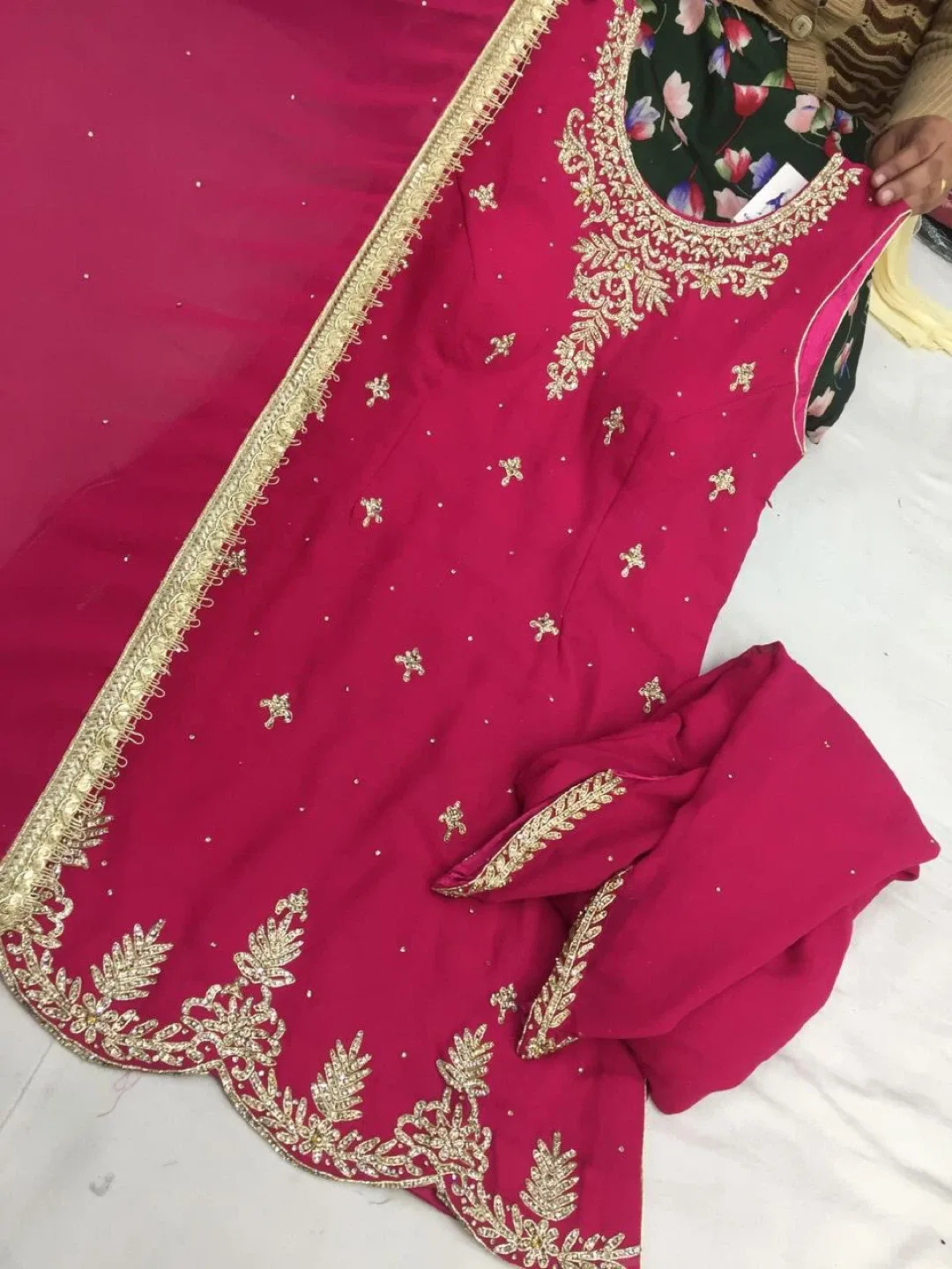 Punjabi dhoti salwar Suit - Blue & Pink