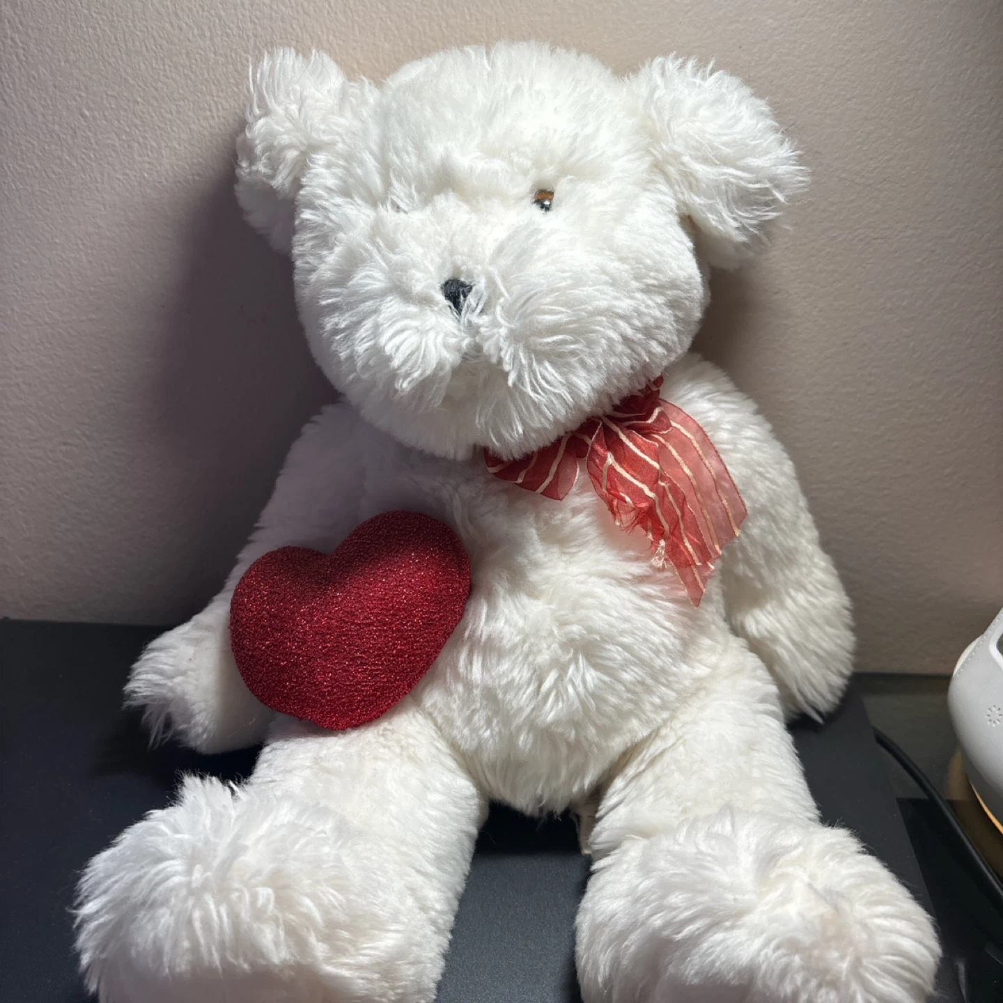 White Teddy Bear with Red Heart